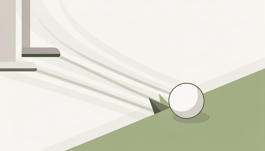 Golf ball impacting the turf with a visible divot plume to illustrate pressure and contact.